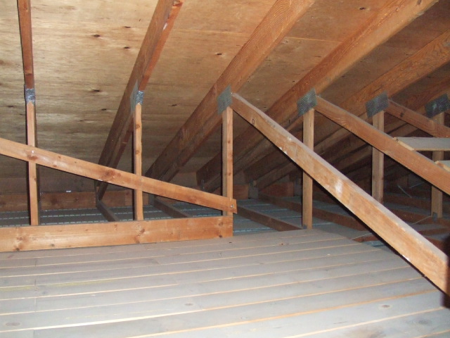 Cut roof trusses to make storage room. Roofing was collapsing